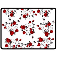 Vector Roses Pattern,red Flowers And Black Branches, Asymmetric Design Double Sided Fleece Blanket (large)  by Casemiro