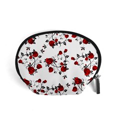 Vector Roses Pattern,red Flowers And Black Branches, Asymmetric Design Accessory Pouch (small) by Casemiro