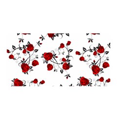 Vector Roses Pattern,red Flowers And Black Branches, Asymmetric Design Satin Wrap by Casemiro