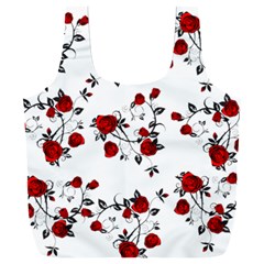 Vector Roses Pattern,red Flowers And Black Branches, Asymmetric Design Full Print Recycle Bag (xxl) by Casemiro