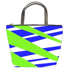 Abstract Triangles Pattern, Dotted Stripes, Grunge Design In Light Colors Bucket Bag by Casemiro