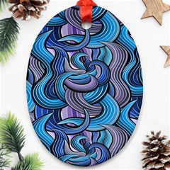 Blue Swirl Pattern Ornament (oval) by designsbymallika