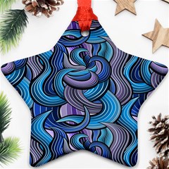 Blue Swirl Pattern Ornament (star) by designsbymallika