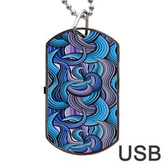 Blue Swirl Pattern Dog Tag Usb Flash (one Side) by designsbymallika