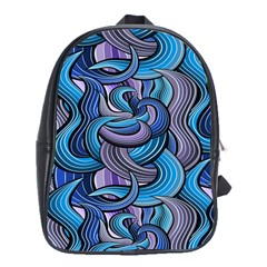 Blue Swirl Pattern School Bag (xl) by designsbymallika