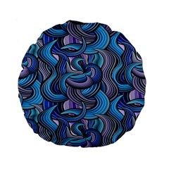 Blue Swirl Pattern Standard 15  Premium Flano Round Cushions by designsbymallika