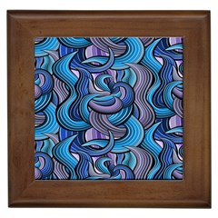 Blue Swirl Pattern Framed Tile by designsbymallika