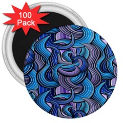 Blue Swirl Pattern 3  Magnets (100 Pack) by designsbymallika