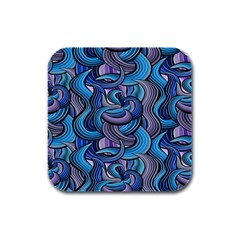 Blue Swirl Pattern Rubber Square Coaster (4 Pack)  by designsbymallika