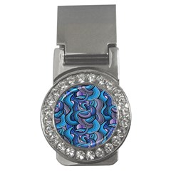 Blue Swirl Pattern Money Clips (cz)  by designsbymallika