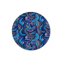 Blue Swirl Pattern Rubber Coaster (round)  by designsbymallika