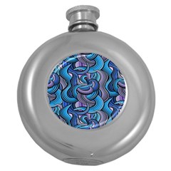 Blue Swirl Pattern Round Hip Flask (5 Oz) by designsbymallika