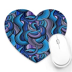 Blue Swirl Pattern Heart Mousepads by designsbymallika