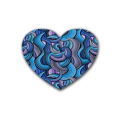 Blue Swirl Pattern Heart Coaster (4 Pack)  by designsbymallika