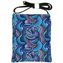 Blue Swirl Pattern Shoulder Sling Bag by designsbymallika