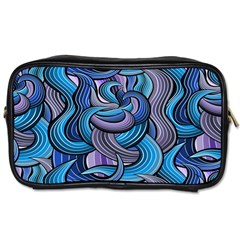 Blue Swirl Pattern Toiletries Bag (two Sides) by designsbymallika