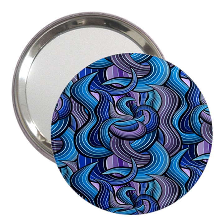 Blue Swirl Pattern 3  Handbag Mirrors