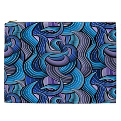 Blue Swirl Pattern Cosmetic Bag (xxl) by designsbymallika