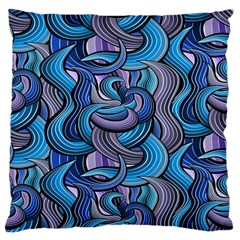 Blue Swirl Pattern Large Flano Cushion Case (two Sides) by designsbymallika