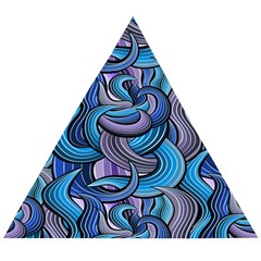 Blue Swirl Pattern Wooden Puzzle Triangle by designsbymallika