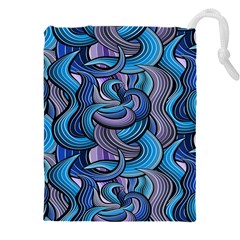 Blue Swirl Pattern Drawstring Pouch (5xl) by designsbymallika