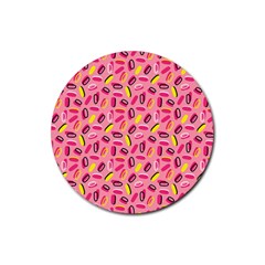 Beans Pattern 2 Rubber Coaster (round)  by designsbymallika