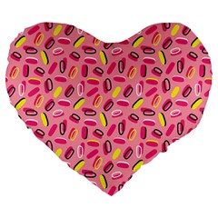 Beans Pattern 2 Large 19  Premium Flano Heart Shape Cushions by designsbymallika