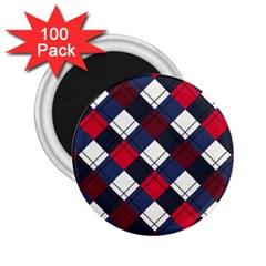 Checks Pattern Blue Red 2 25  Magnets (100 Pack)  by designsbymallika