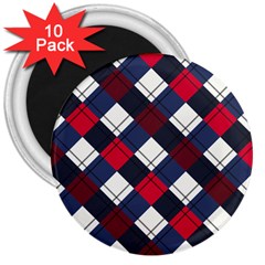 Checks Pattern Blue Red 3  Magnets (10 Pack)  by designsbymallika