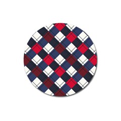 Checks Pattern Blue Red Magnet 3  (round) by designsbymallika