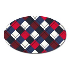 Checks Pattern Blue Red Oval Magnet by designsbymallika