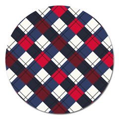 Checks Pattern Blue Red Magnet 5  (round) by designsbymallika