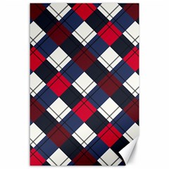 Checks Pattern Blue Red Canvas 24  X 36  by designsbymallika