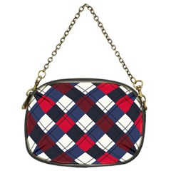 Checks Pattern Blue Red Chain Purse (two Sides) by designsbymallika