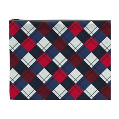 Checks Pattern Blue Red Cosmetic Bag (xl) by designsbymallika