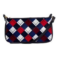 Checks Pattern Blue Red Shoulder Clutch Bag by designsbymallika