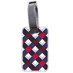 Checks Pattern Blue Red Luggage Tag (two Sides) by designsbymallika