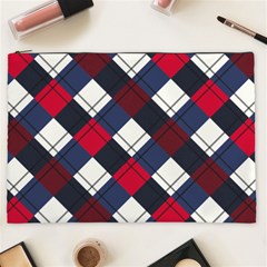 Checks Pattern Blue Red Cosmetic Bag (xxl)