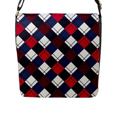 Checks Pattern Blue Red Flap Closure Messenger Bag (l) by designsbymallika