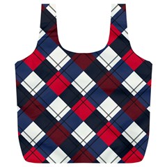 Checks Pattern Blue Red Full Print Recycle Bag (xl) by designsbymallika