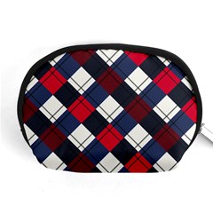 Checks Pattern Blue Red Accessory Pouch (medium) by designsbymallika