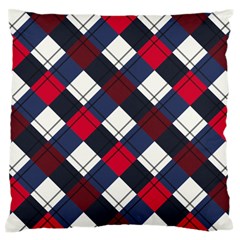 Checks Pattern Blue Red Large Flano Cushion Case (two Sides) by designsbymallika