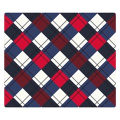 Checks Pattern Blue Red Double Sided Flano Blanket (small)  by designsbymallika