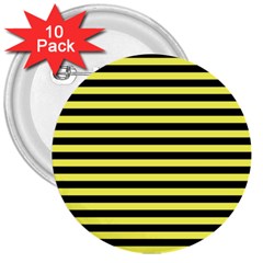 Wasp Stripes Pattern, Yellow And Black Lines, Bug Themed 3  Buttons (10 Pack)  by Casemiro