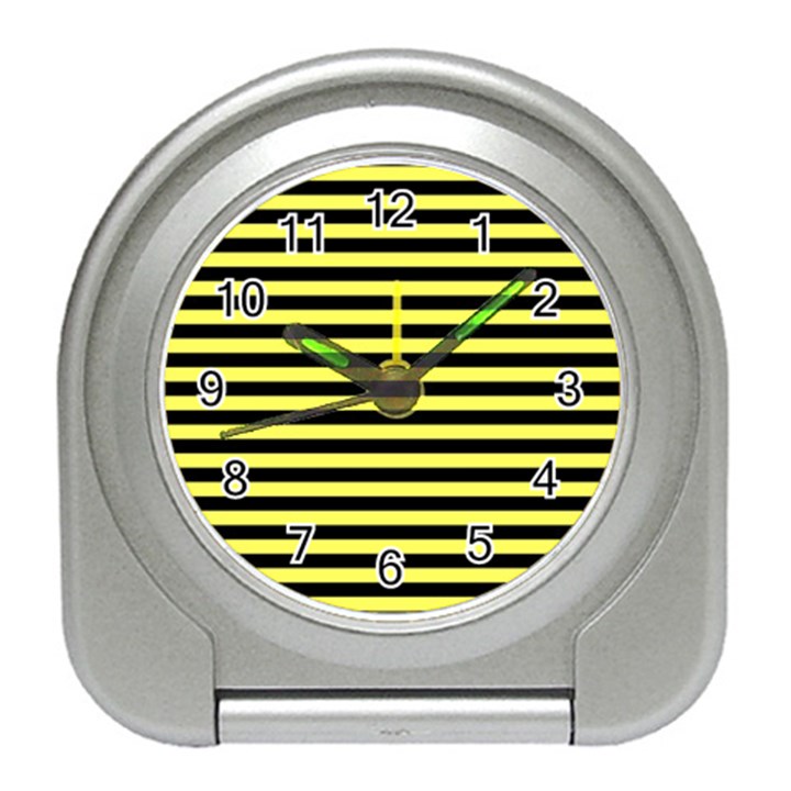 Wasp stripes pattern, yellow and black lines, bug themed Travel Alarm Clock