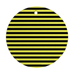 Wasp Stripes Pattern, Yellow And Black Lines, Bug Themed Round Ornament (two Sides) by Casemiro