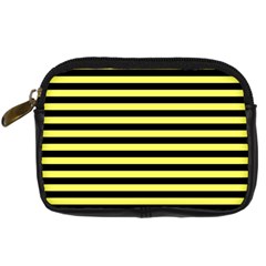 Wasp Stripes Pattern, Yellow And Black Lines, Bug Themed Digital Camera Leather Case by Casemiro