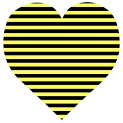 Wasp Stripes Pattern, Yellow And Black Lines, Bug Themed Wooden Puzzle Heart by Casemiro