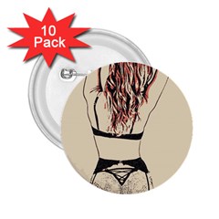 Sweetest Tease - Perfect Redhead Girl In Black Lingerie, Sensual Illustration 2 25  Buttons (10 Pack)  by Casemiro