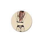 Sweetest tease - perfect redhead girl in black lingerie, sensual illustration Golf Ball Marker Front